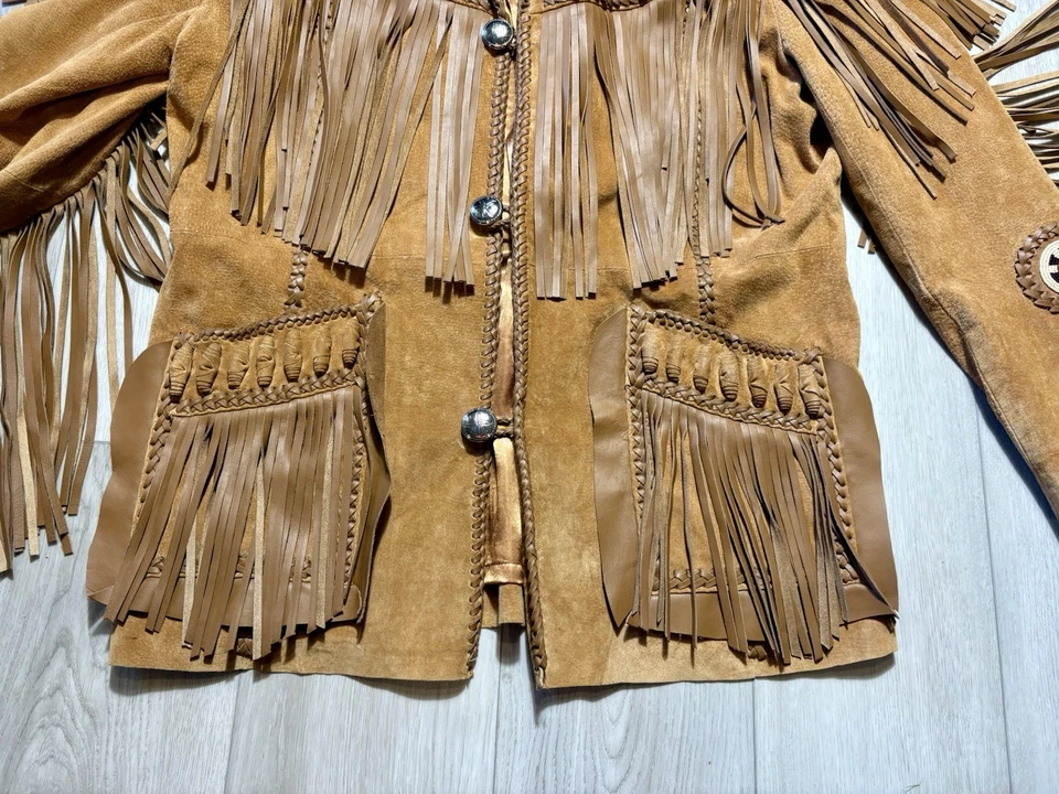 Scully Suede Fringe Leather Western Jacket Beaded Boho Cowboy Coat Size 44 XL - Image 4 of 4