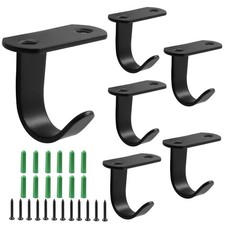Piutouyar 6 Pack Black Screw Mounted Ceiling Hooks, Heavy Duty Under-Shelf Co...