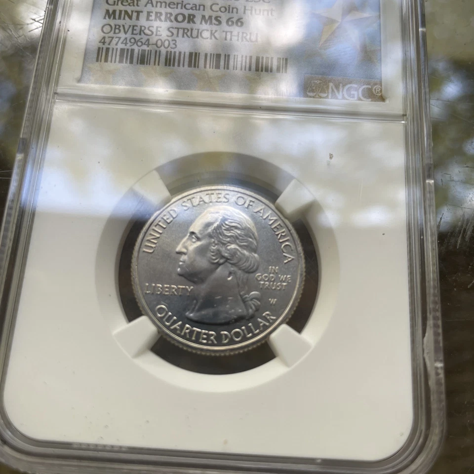 2019 W Quarter San Antonio 25C MS66 Mint Error Obverse Struck Thru NGC Gold Star - Image 4 of 4