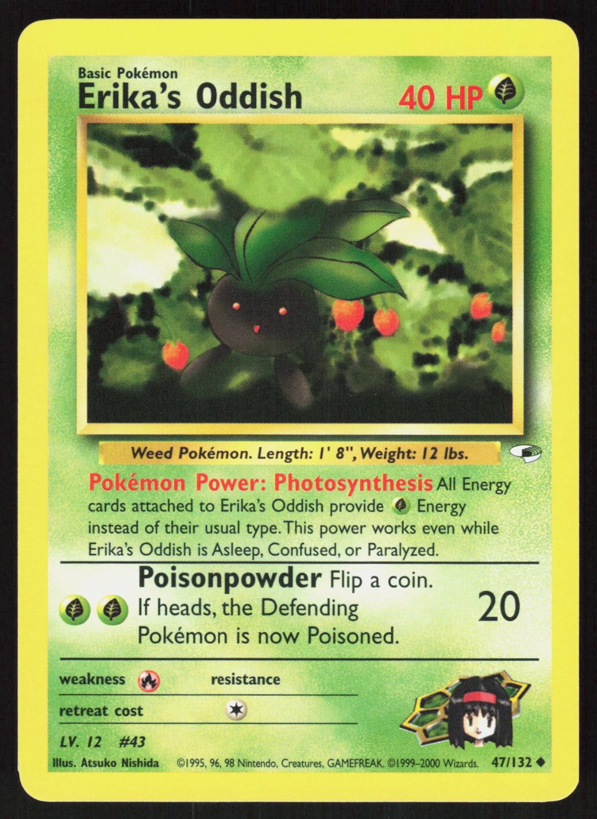 Erika's Oddish 47/132 Uncommon Gym Heroes Pokemon Unlimited 2-2-172