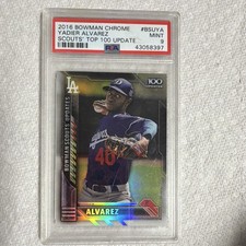 2016 Bowman Chrome Yadier Alvarez #BSU-YA Scouts Top 100 Update PSA 9 Dodgers
