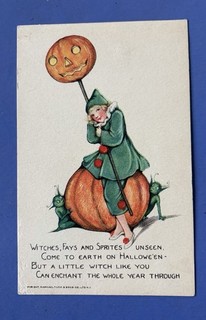 Vintage / Antique 1908 1915 Halloween Greeting Postcard • Raphael Tuck & Sons