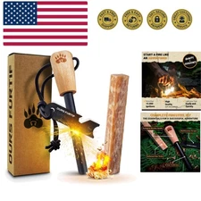 Fire Starter Survival Tool - 3/8" Thick Flint and Steel Ferro Rod - Survival ...