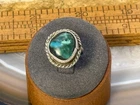 Vintage Simple Sterling Silver Native Navajo Turquoise rope ring sz 7--1000.26
