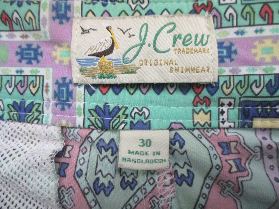 J Crew Swim Trunks Mens 30 Blue Aztec Hawaiian Swimming Swimmer - Image 2 of 4