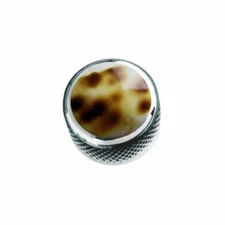 Q-Parts Mini Dome Knob, LEOPARD SHELL ON CHROME, KCMD-0228