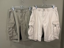 Vtg Polo Ralph Lauren 67 Cargo Shorts 2 Mens Sz 34 Utility 90s Green/Tan Y2K