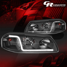 Pair Black Clear Led Drl Headlight Head Lamps Lhrh For 2000-2005 Chevy Impala