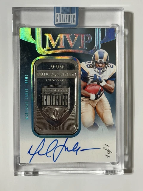 Marshall Faulk 2024 Panini Eminence  MVP Auto 1 OZ PLATINUM BAR 1/1  Rams