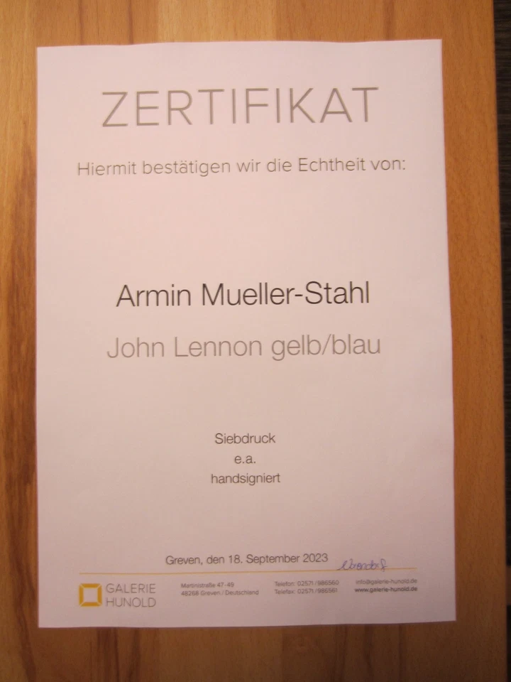 Siebdruck Armin Mueller- Stahl " John Lennon " handsigniert GALERIERAHMUNG - Bild 3 von 4