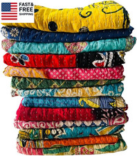Mix Lot of Indian Tribal Kantha Quilts Vintage Cotton Bed Cover Throw Old Sari M