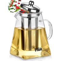 Teekanne Teebereiter Teesieb Glas HitzebestäNdig Mit Siebeinsatz 920Ml