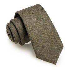 2.4" Cotton Necktie Solid Mens Cashmere Wool 75 Cashmere-dark Olive Green