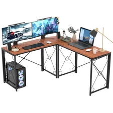 59" L Shaped Computer Desk, Corner Computer Desk, Sturdy Home Office Computer...