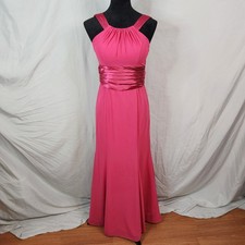 DAVID'S BRIDAL Size 2 Watermelon Pink F12732 Chiffon Charmeuse Bridesmaid Dress