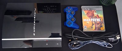 Sony PS3 Fat 80GB CECHL01 Console Blue DualShock 3 Max Payne 3 Tested