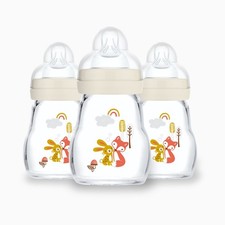   NEW  MAM  Feel Good Premium Glass Baby Bottles Set of 3 6oz Bottles - Oat