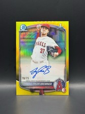 2025 Bowman Chrome Yellow Autograph Refractor Tyler Bremner CPA-TB  /75 Angels