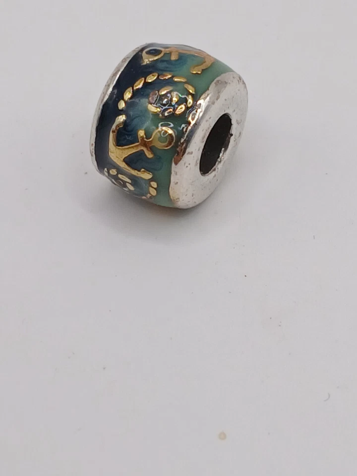 RARO! Brighton Ahoy Esmalte DORADO Azul ANCLA CUERDA Náutica Deslizante Cuentas Dije Foto 4 de 4