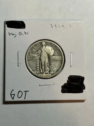 1919 S STANDING LIBERTY SILVER QUARTER VF KEY DATE NICE STRIKE