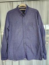 Ted Baker London Men's Blue Button Up Size 4 Cuff and Side Panel Embellishments