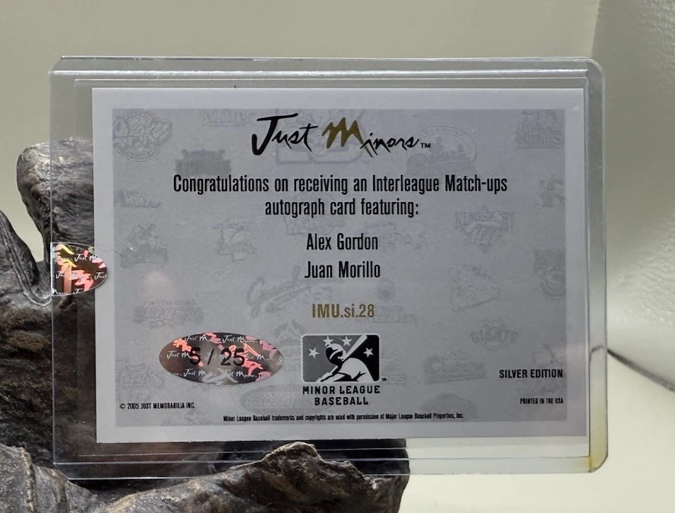 2005 Just Silver ALEX GORDON JUAN MORILLO Dual Auto RC Rare Uncirculated SP 1/25 - Image 2 of 2