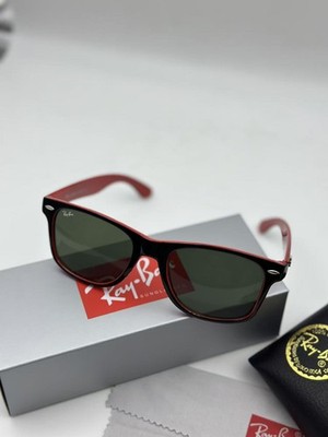 Ray-Ban Wayfarer RB2140 Black Red Edition Sunglasses Green Lenses