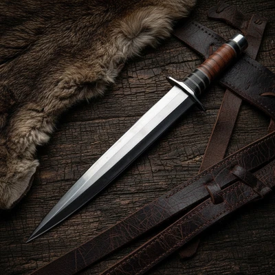 Handgefertigtes Jagdmesser mit durchgehendem Erl – Stilvoller Griff aus - Bild 1 von 3