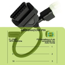 Adattatore OBD2 OBDII Cavo Diagnostico 4 Pin per Moto Honda Strumento Analisi - Miniatura 4