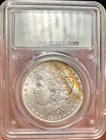 1885-O PCGS MS65 Toned Morgan Silver Dollar Coin. Green Label Rainbow Toning 🪙
