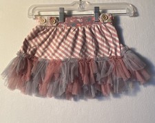 Matilda Jane Girls Size 4 Skirt Floral Stripes Chicken Lavender Purple Pink