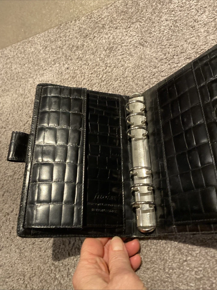 Timer Filofax Personal Balmoral Kalender Ringbuch Leder Schwarz - Bild 3 von 4