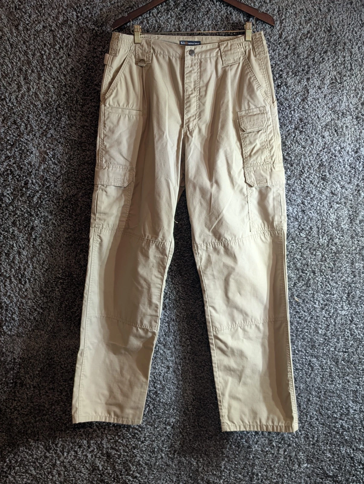 5.11 Tactical Men's Work Pants Khaki Cargo Size 34x32 Rip Stop