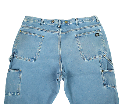 KEY US Men's 41 x 32 Light Blue 100% Denim Double Knee KEY US Men's 41 x 32 Light Blue 100% Denim Double Knee