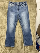 Vigoss Slim Boot Cut Jeans Womens 14 34 x 30 Embroidered Leaves Country Wear