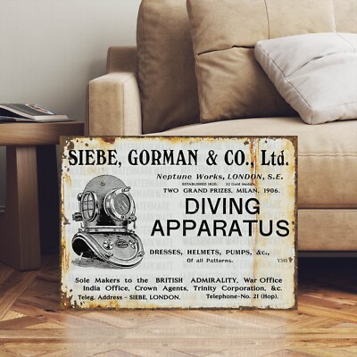 Vintage Siebe Gorman Tauchen Tiefseetaucher Werbeschild