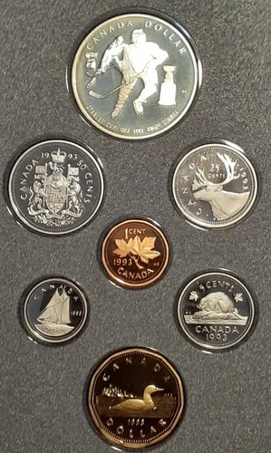 1993 Royal Canadian Mint Proof Set w/Stanley Cup Silver Dollar Proof Coin