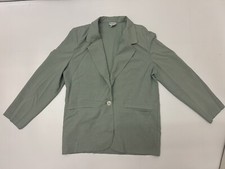 Ak5) Koret Casual Women Blazer Jacket Top Size 10 Green One Button Front