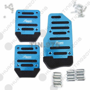 3pcs Car Auto Vehicle Non-slip Pedal Foot Treadle Cover Pad Aluminium BLUE Good