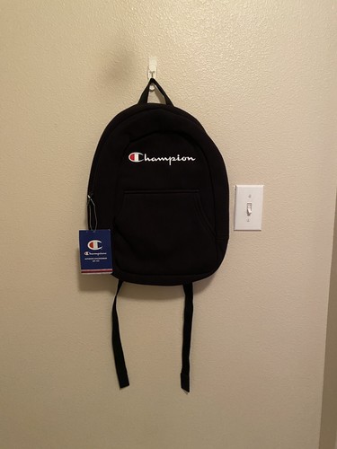 Champion Inversa Tejido Jersey Negro Suave Mini Escuela Bolso Mochila  12L/libro | eBay