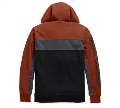 Harley-Davidson Men's Copperblock B&S Patch Zip-Up Hoodie – Black/Orange/Grey, Cotton Jersey, Style 99084-20VM