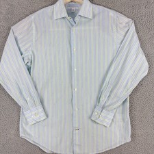 Banana Republic Shirt Mens 15 15.5 Blue White Stripe Shirt Business Casual Prepy