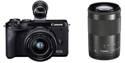 Canon Mirrorless SLR Camera EOS M6 Mark II Double Zoom EVF Kit Black