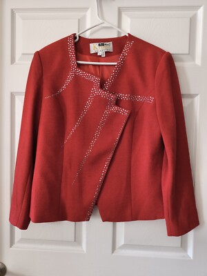 Ben Marc International Knits Dress Blazer Jacket Size 12 Orange 
