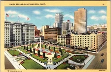 Vintage Postcard UNION SQUARE, SAN FRANCISCO, CA JQ5