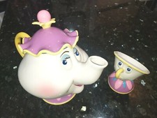 Schmid Disney Beauty The Beast MRS POTTS CERAMIC TEA POT MUSIC BOX WORKS  Chip