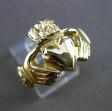 ESTATE LARGE 14KT YELLOW GOLD 3D IRISH CLADDAGH LOVE FRIENDSHIP RING 24510
