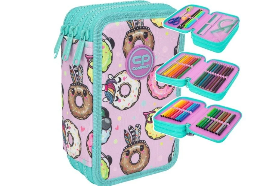 Coolpack Donuts 3-FACH Federmappe Federtasche xxl 44 Tlg. Mäppchen NEU