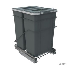 Under Counter Kitchen Bin Recycling Pull Out Chrome Base 70L Fit 500mm Cabinet