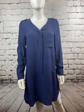 Madewell Womens Size Small Navy Blue Long Sleeve Button Up Sheer Dress EUC